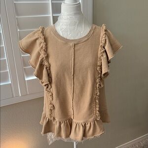Pilcro Beige Ruffle Blouse